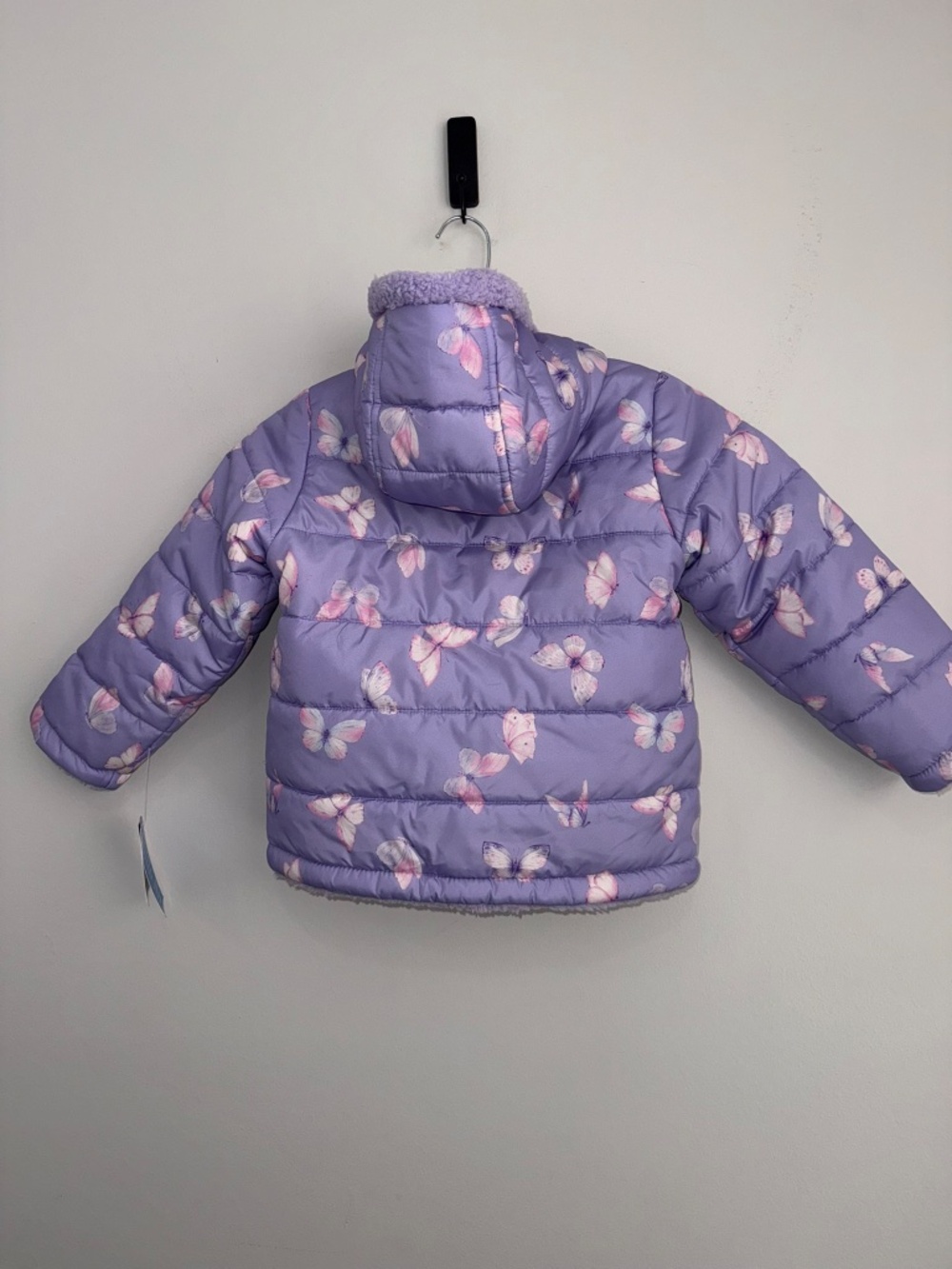 FALLS CREEK New $50 Girls 4T Purple Pink Butterfly Hooded Winter Reversible Coat - Picture 4 of 5